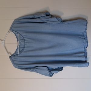Light blue wide sleeve blouse